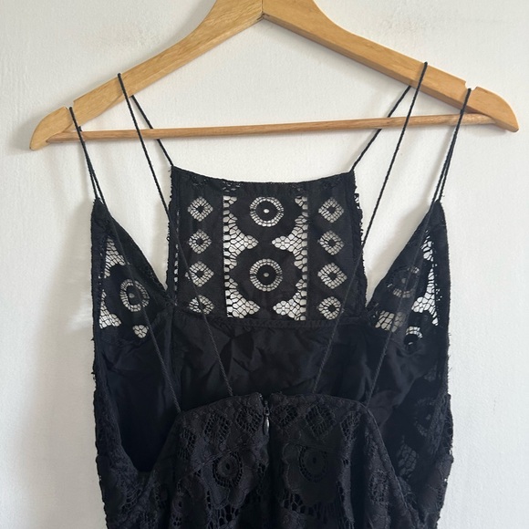 Free People Black Boho Just Like Honey Drape Hem Lace Mini Dress size 6 - Picture 12 of 14